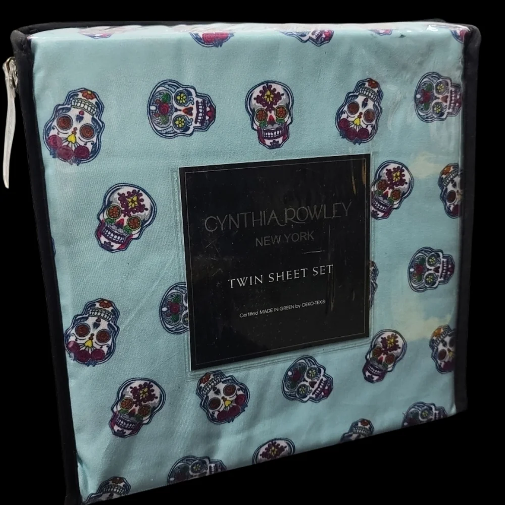 3 Piece Sugar Skull Day Of The Dead Halloween Twin Bed Sheet Set Cynthia Rowley